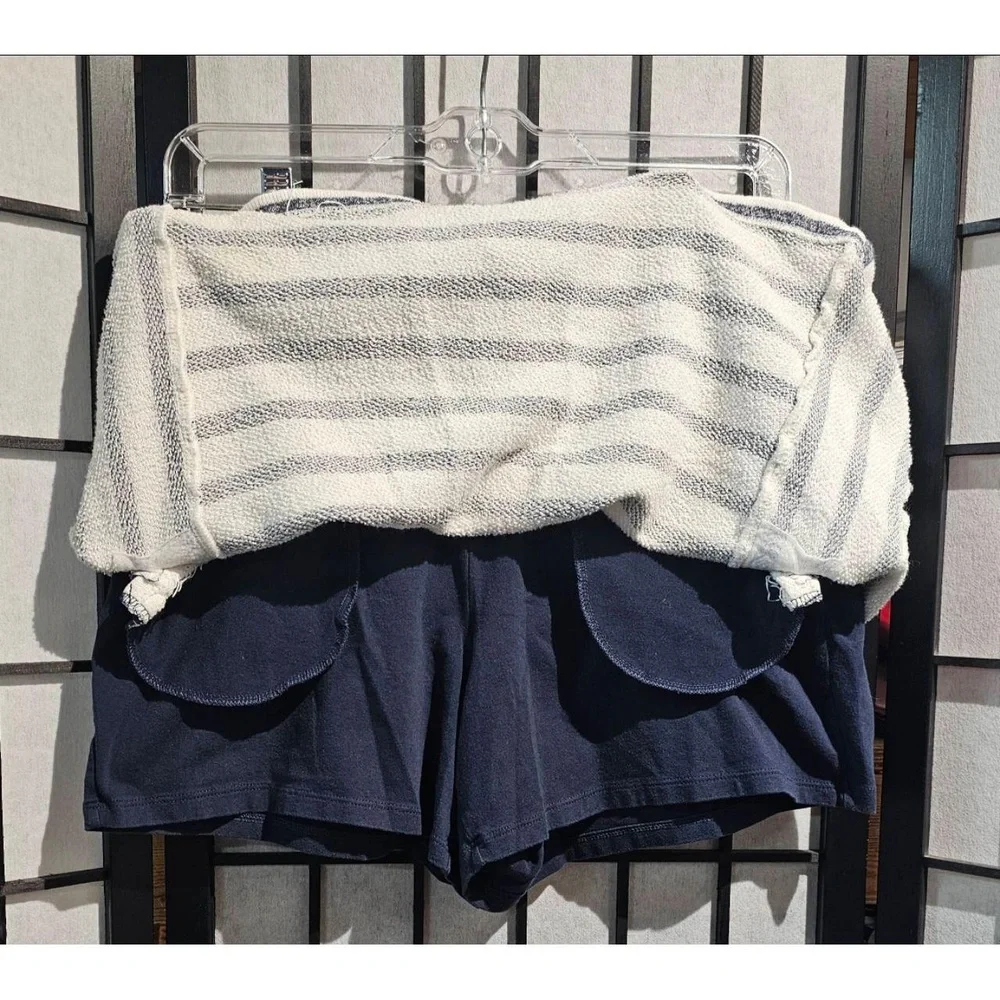 JONES NEW YORK Womens Skort Size M Navy Blue‎ White Striped Built-in Shorts